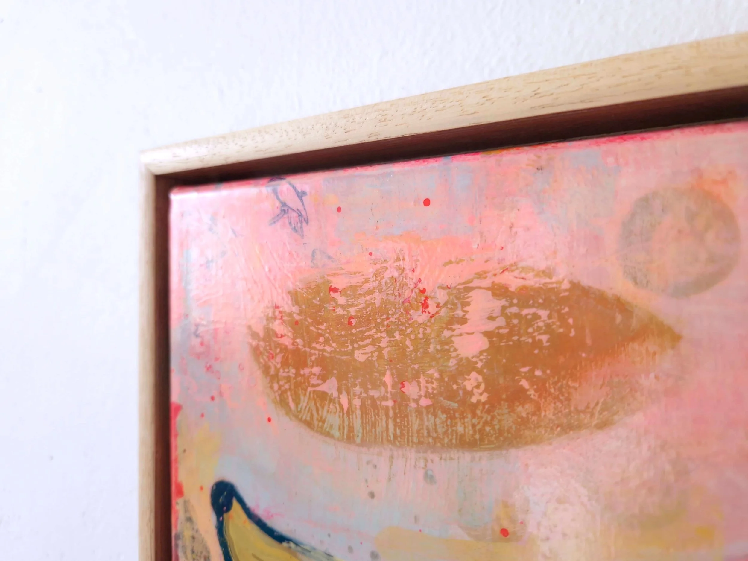 colourful abstract painting of vibrant bananas, detail