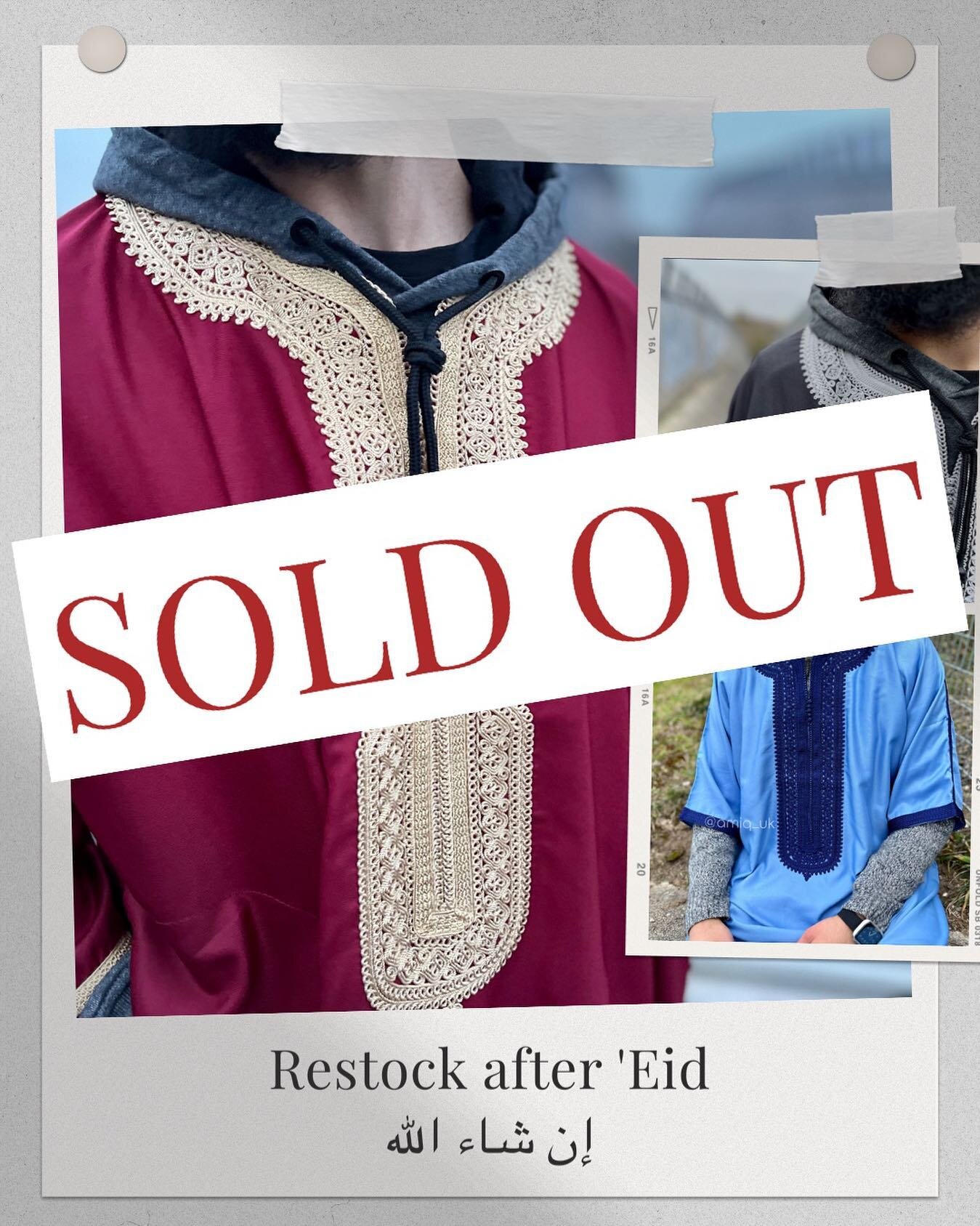الحمد لله رب العالمين
We have sold out of all our stock. We will restock after &lsquo;Eid insha&rsquo;Allah.

#staytuned #soldout #moroccanthobes #morocco #eidsale #ramadan2023 #amiq