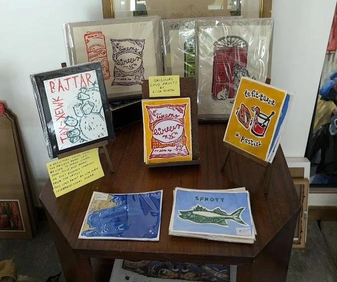 My lino prints for sale at Galea's Art Studio