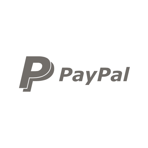 PayPal logo in black and white with a stylized 'P' and the word 'PayPal'