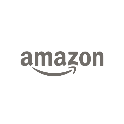 Black and white Amazon logo with lowercase text and a curved arrow underneath
