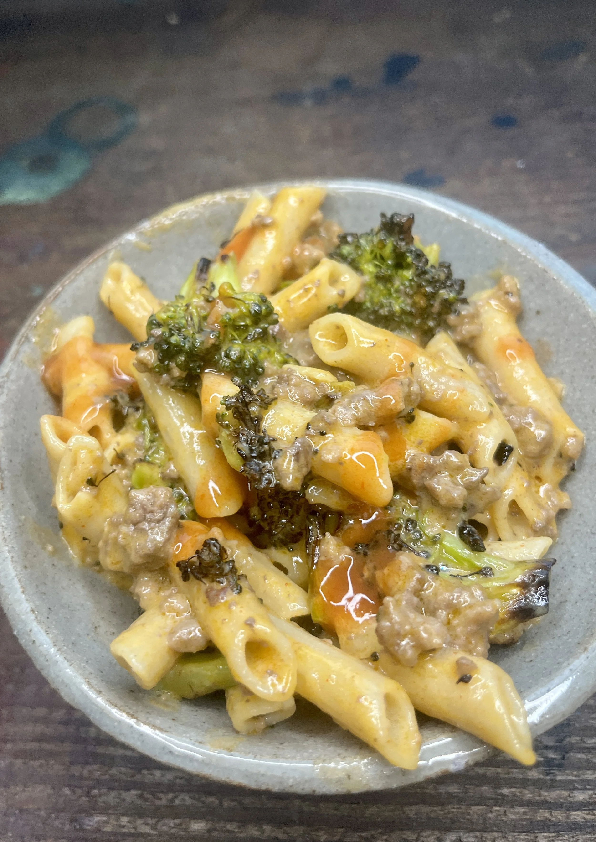 Smoky Beef and Broccoli Pasta with Spicy Cheese Sauce (GF)