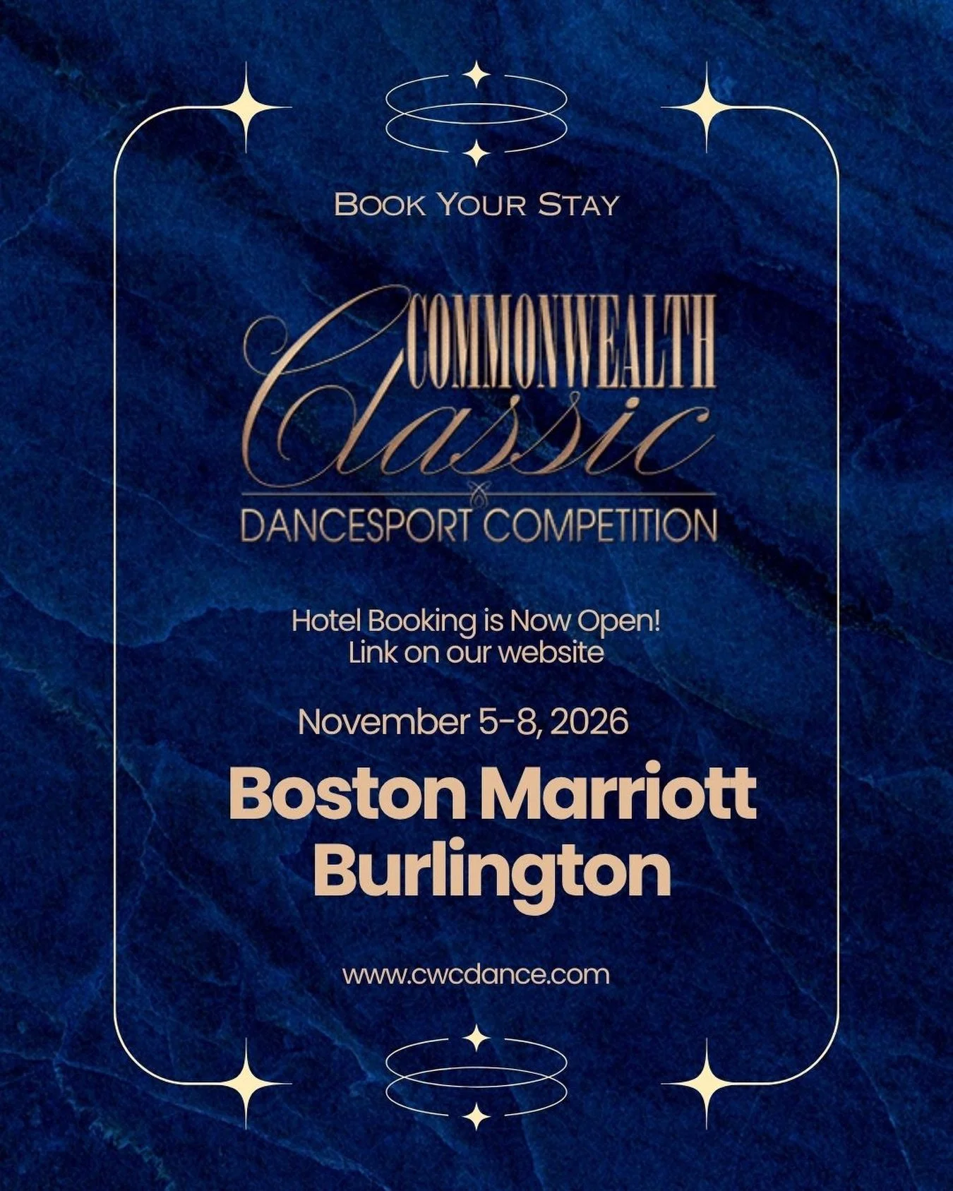 Book your stay! 🏨🛌 The competition official hotel for Commonwealth Classic is Boston Marriott Burlington @bostonmarriottburlington and the special booking link is now live ✨ Visit CWCdance.com to reserve your room 💻 #ndcacomp #dancesport #ballroom