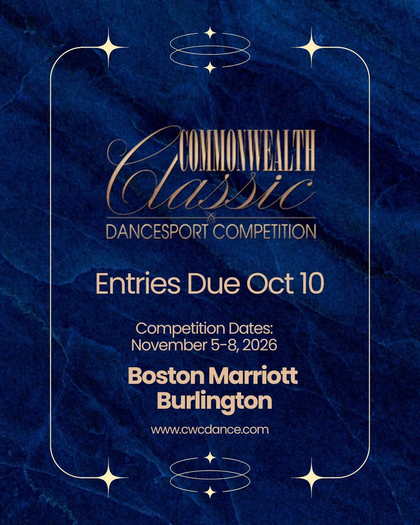 Send in your entries for the 2026 Commonwealth Classic! Make your fall dance card complete 🍁 Contact us for any questions. Can&rsquo;t wait to welcome you soon 💙💙💙 Download entry forms at our website Cwcdance.com 🗓️Nov 5-8 2026