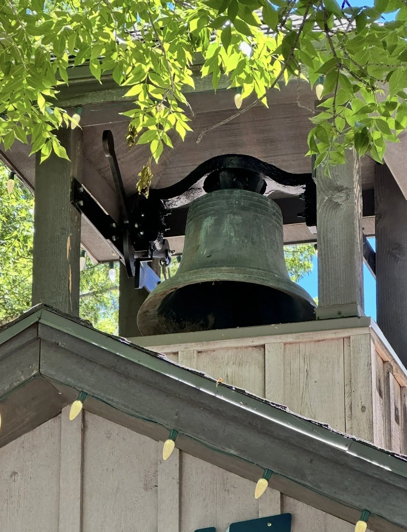 Historic pre-Civil War bell at Old Town Hall wedding venue in Huntsville, Utah