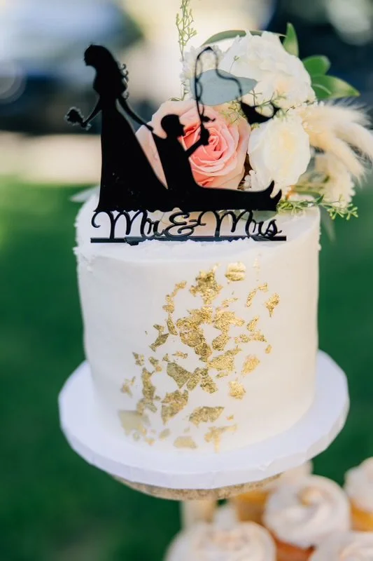 Wedding cake displayed at an intimate Ogden Valley celebration.