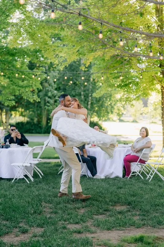 First dance during an intimate outdoor wedding at Old Town Hall Huntsville