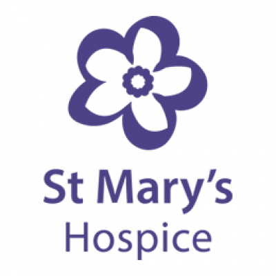 Logo of St. Mary's Hospital featuring a stylized purple flower and text.