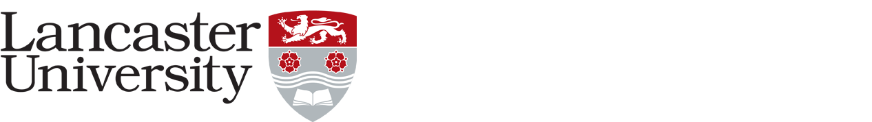 Lancaster University logo with a shield containing a lion, flowers, and a book.