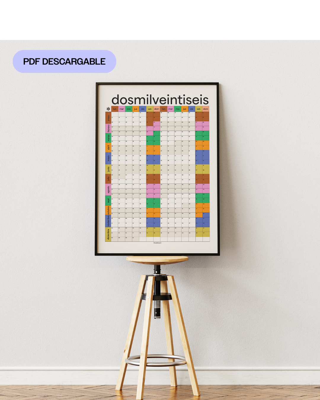 Calendario anual 2026 PDF imprimible