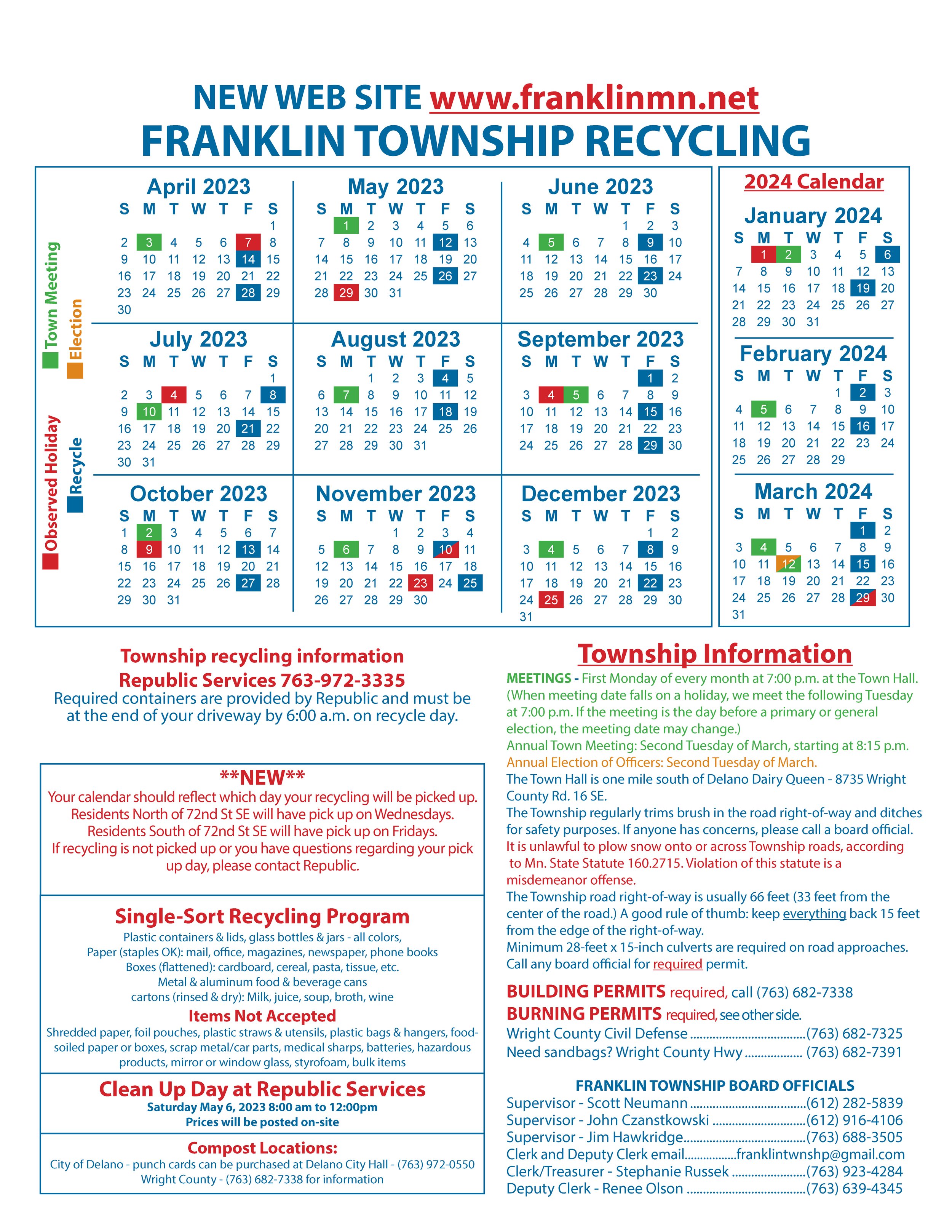 Recycle Calendar Franklin Township