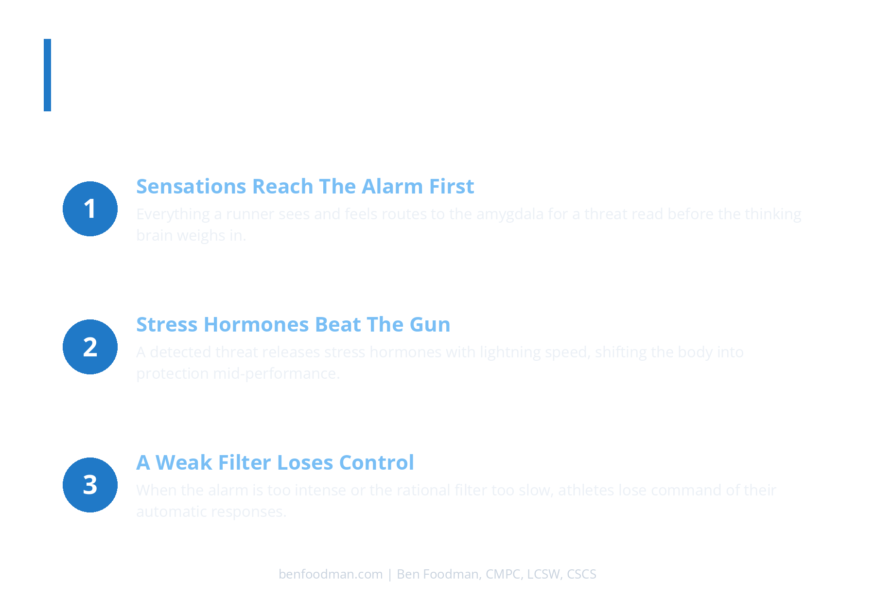 An infographic on 3 different mechanisms that trigger an endurance athlete's nervous system into an alarm state
