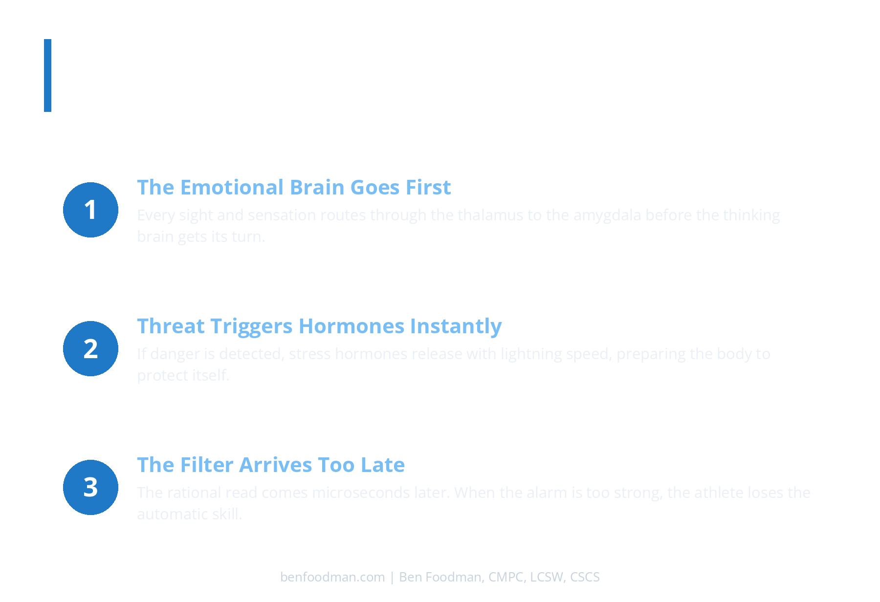 An infographic reviewing 3 stages for how the twisties fires in the brain
