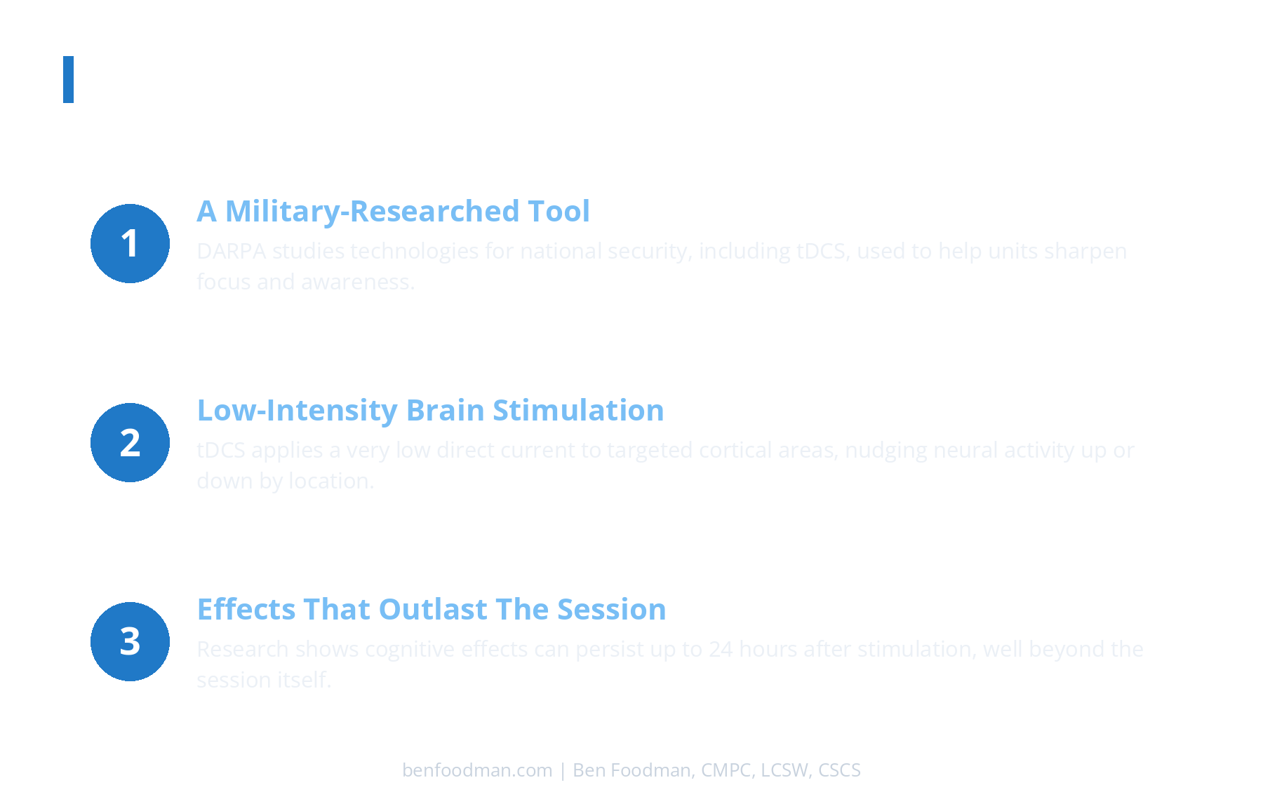 A graphic showing 3 explanations for what DARPA tDCS protocols are