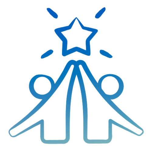 An abstract logo of team members demonstrating peak team cohesion