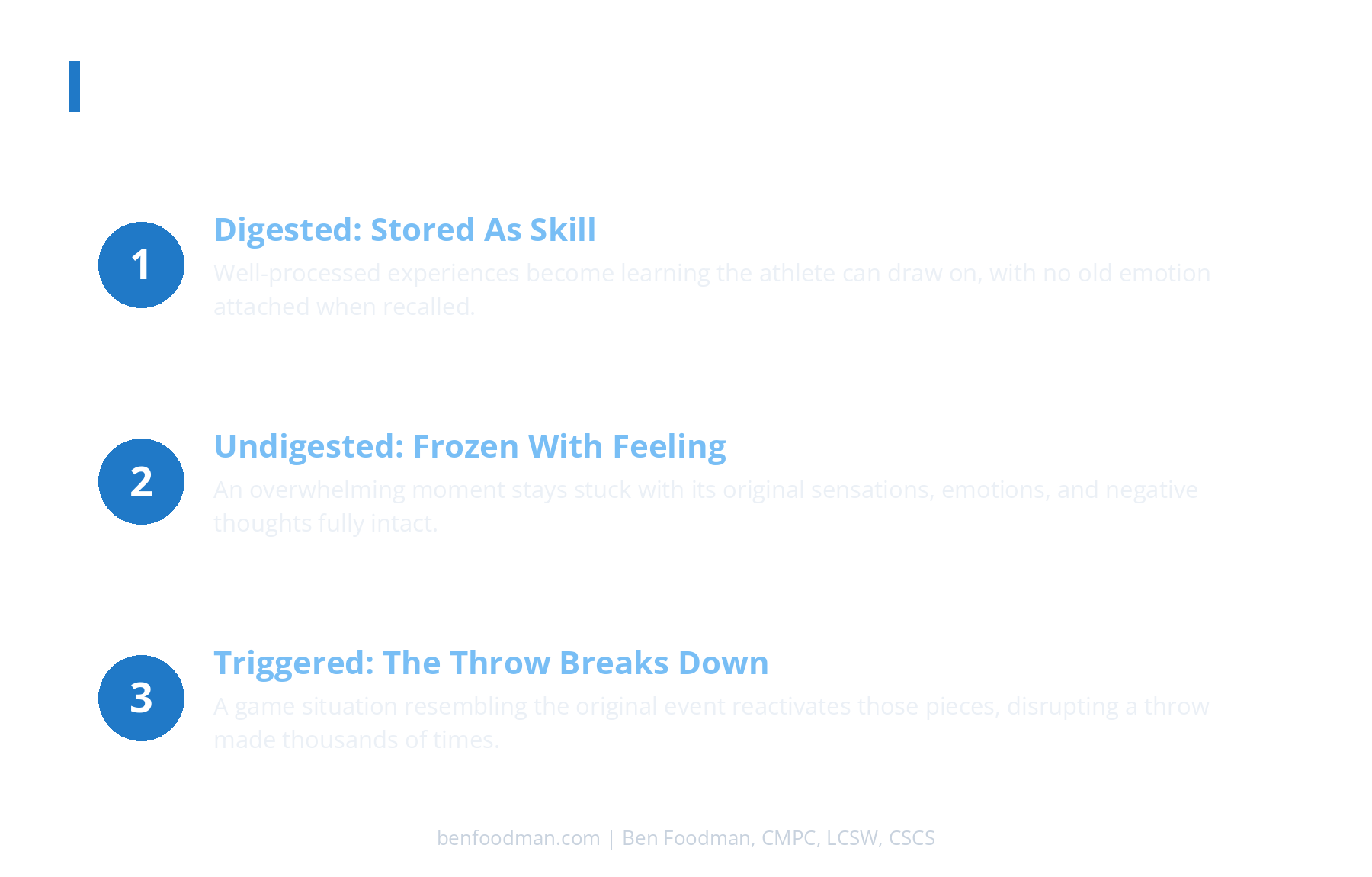 An infographic describing the 3 stages of softball yips