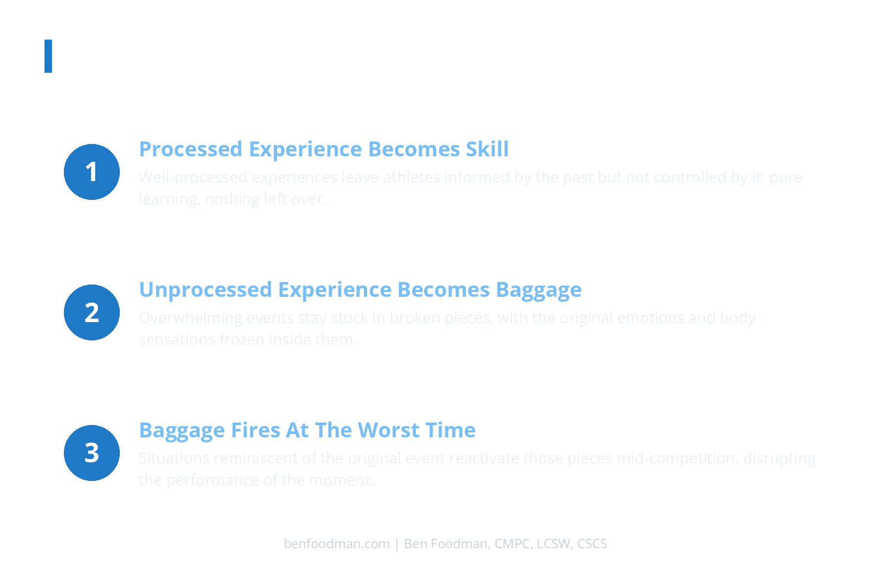 An infographic on how past baggage affects athlete mental performance