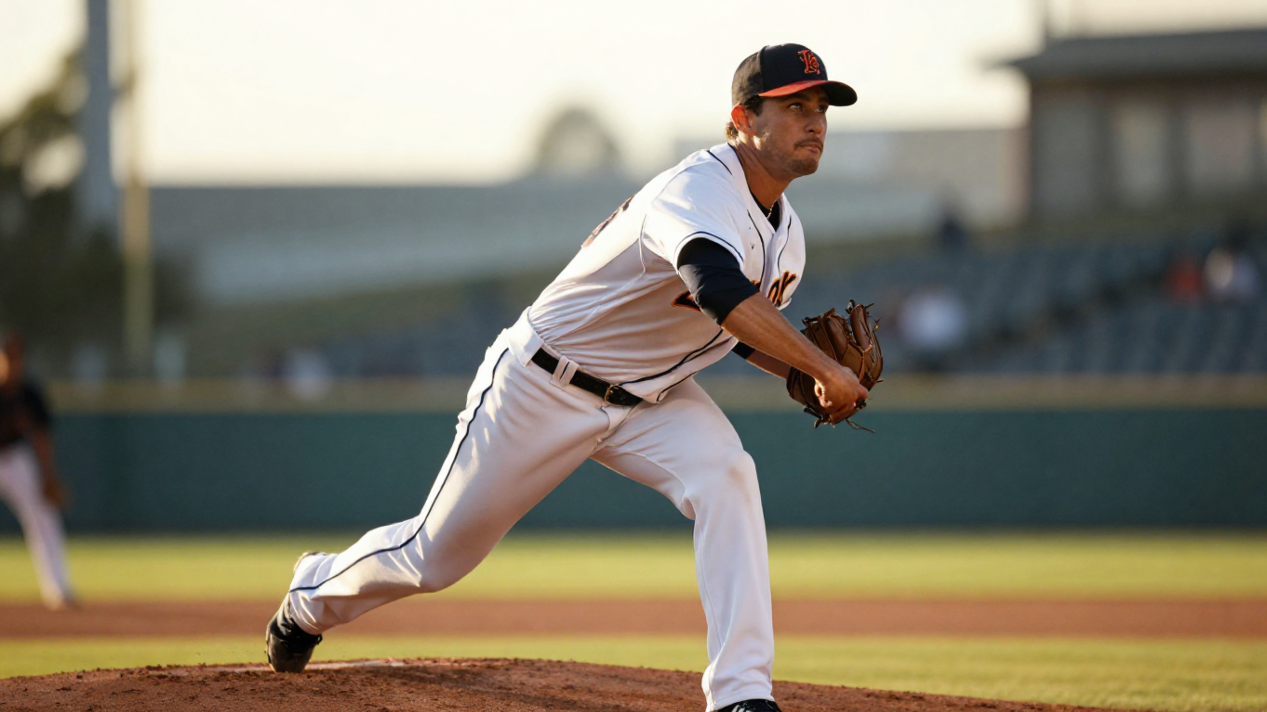 A baseball pitcher using sport psychology tools to focus during throwing