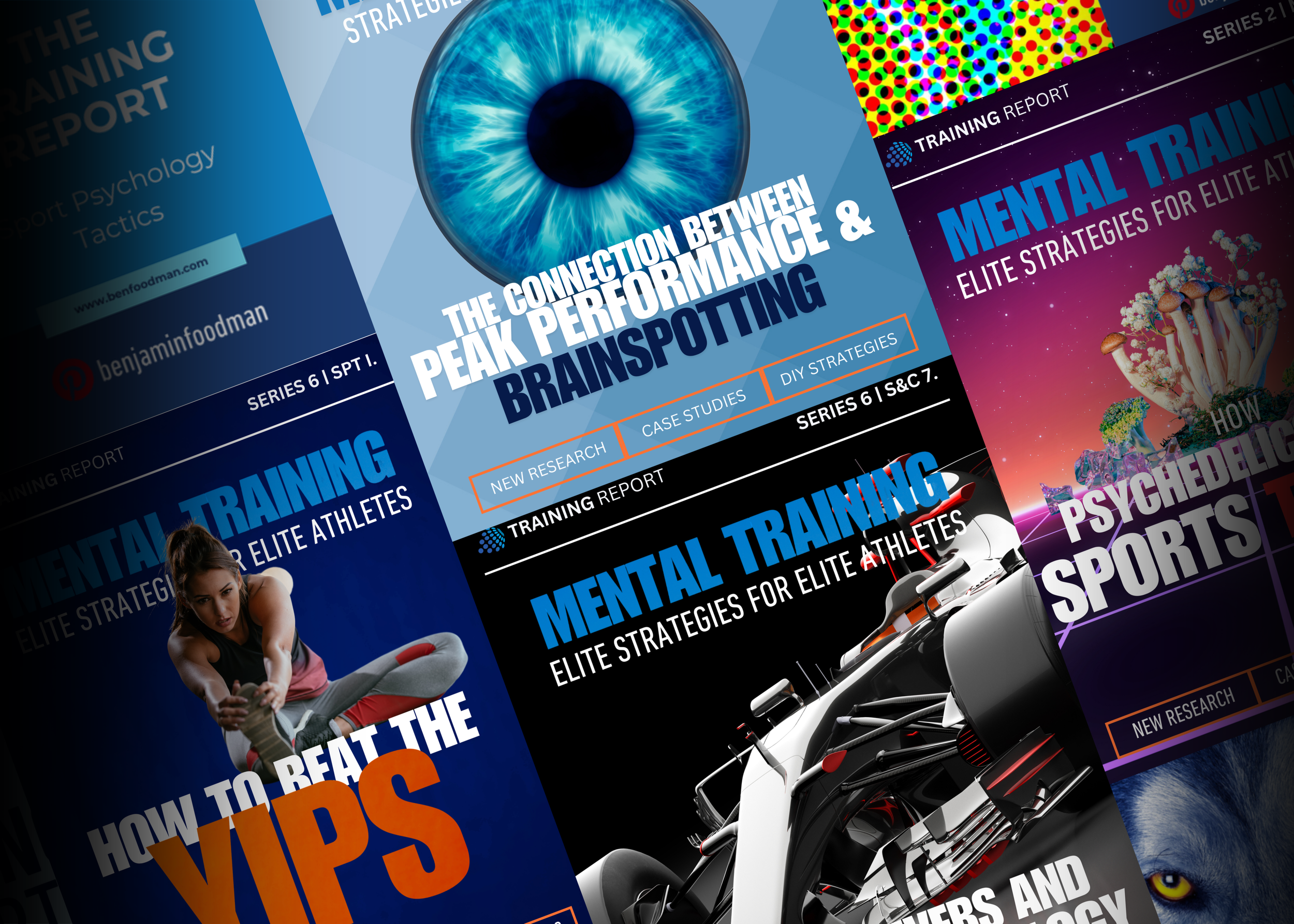 A collection of Ben's Training Report covers that revies sport psychology strategies