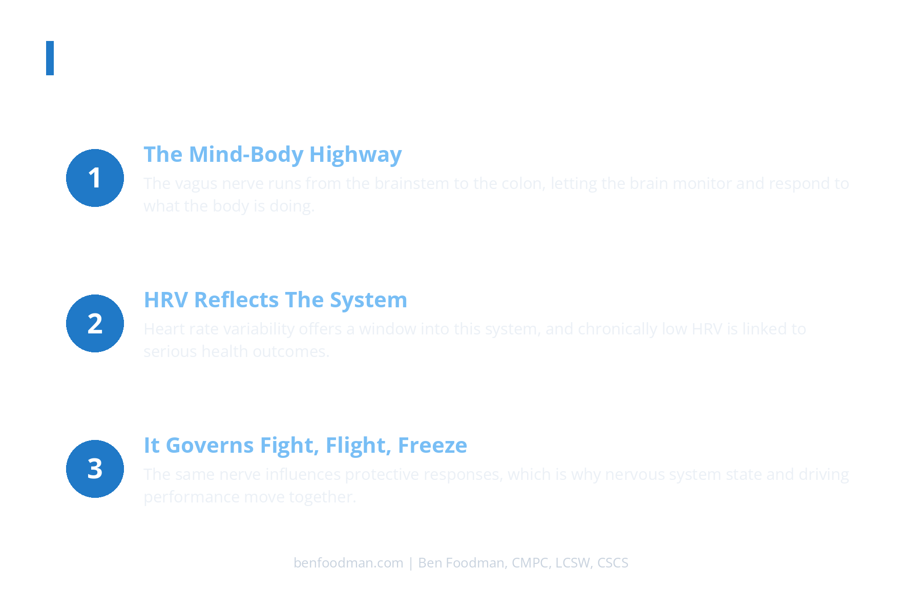 An infographic showing 3 ways the vagus nerve influences driver's sport psychology during motorsport events