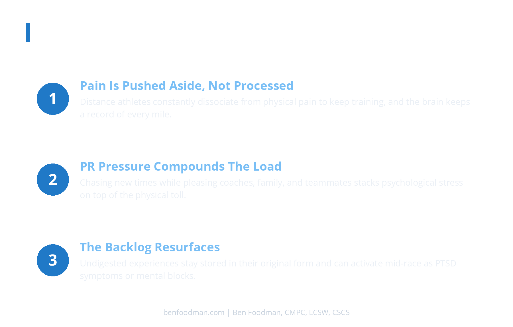 An infographic reviewing 3 stages of how stress gets stored in an endurance athlete's nervous system