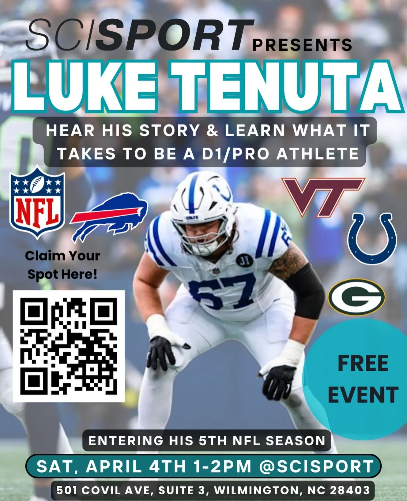 Listen to Luke Tenuta speak on his athletic journey from D1 football to the NFL! Be sure to RSVP- link in our bio!