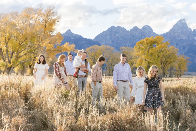 Jackson Hole family activities walking down the meadow.