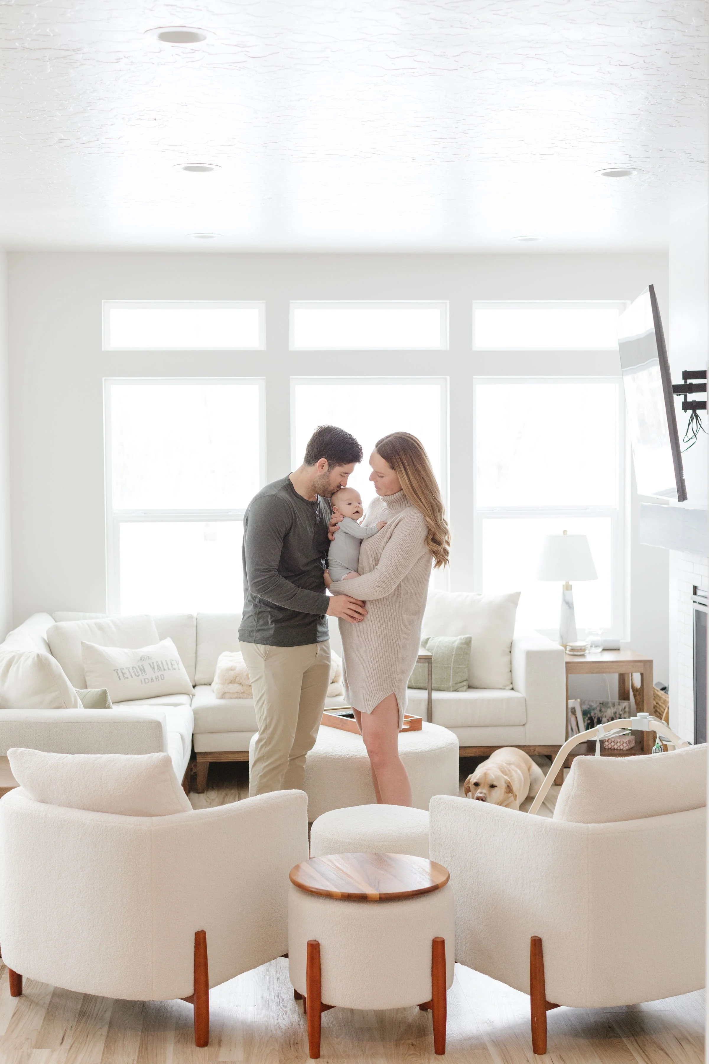  Family with dog photographed by newborn photographer in Jackson Hole. 