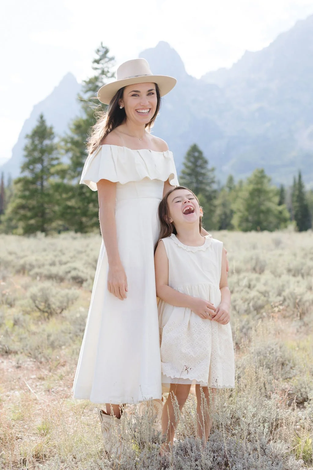  Mother and daughter pose together in the Tetons. 