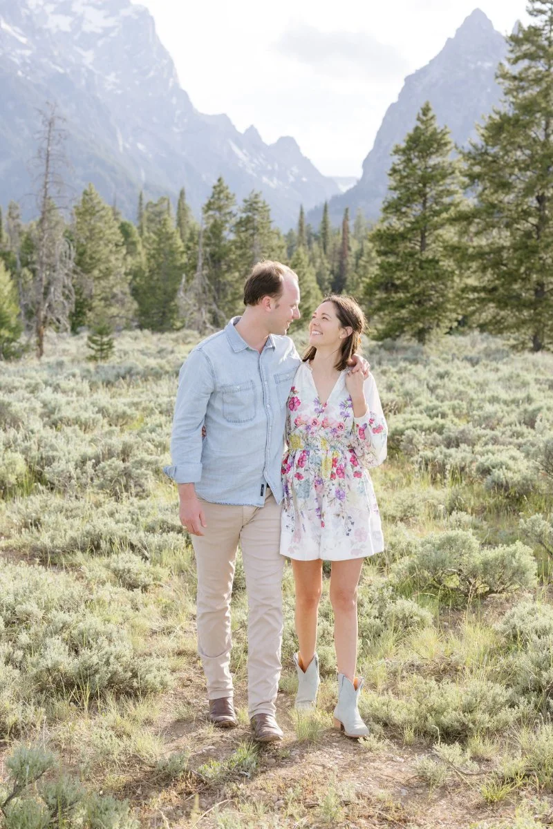  Romantic Jackson Hole couple photos at a scenic mountain overlook with breathtaking places to propose in the Tetons 