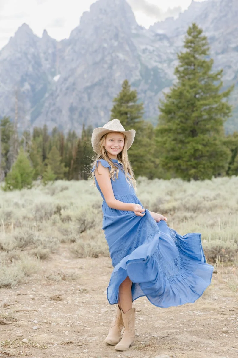  Child posing during a Jackson Hole family photography session in Grand Teton National Park. 