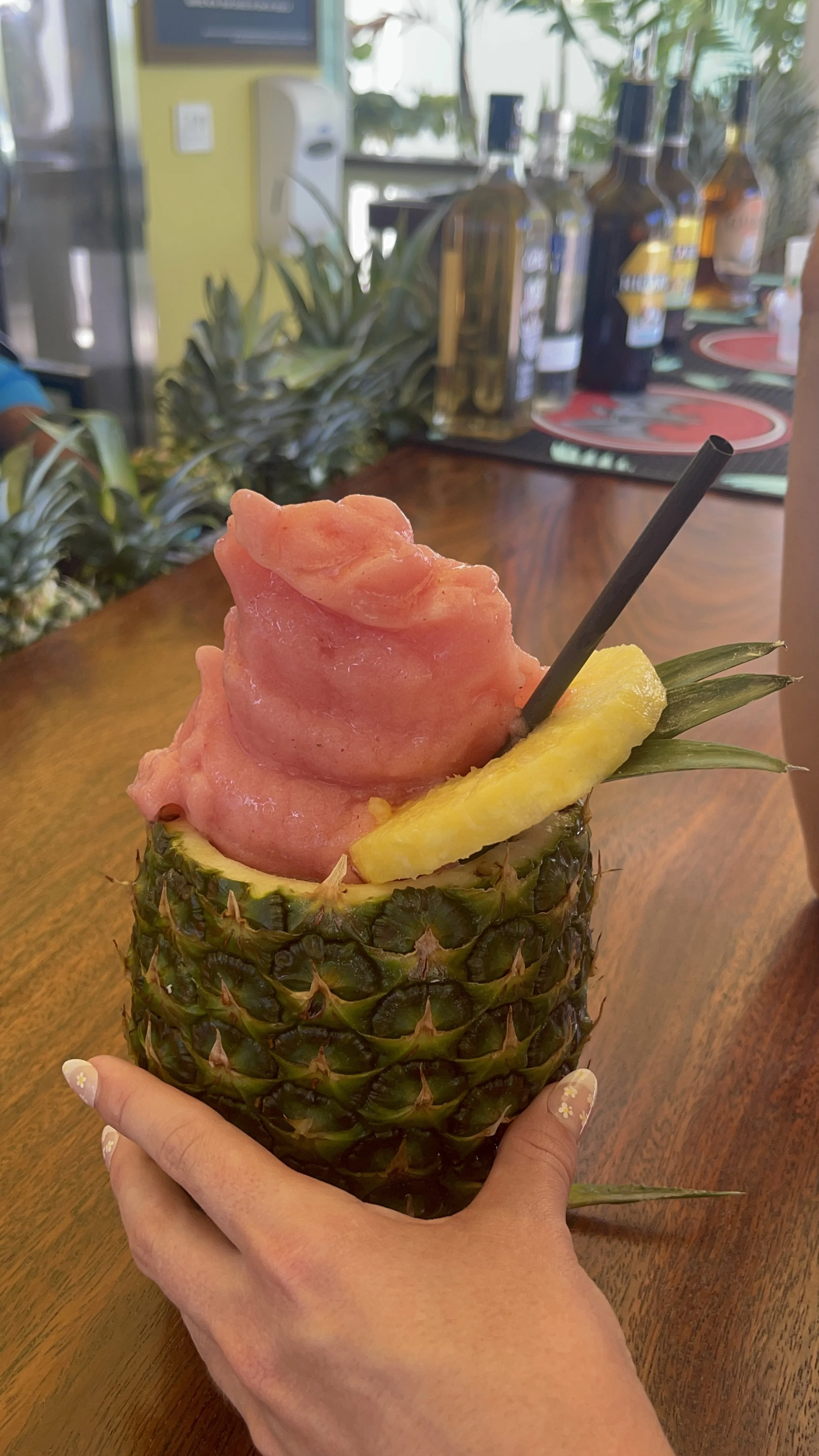 A perfect watermelon and strawberry daiquiri from the Baha Mar Daiquiri Shack