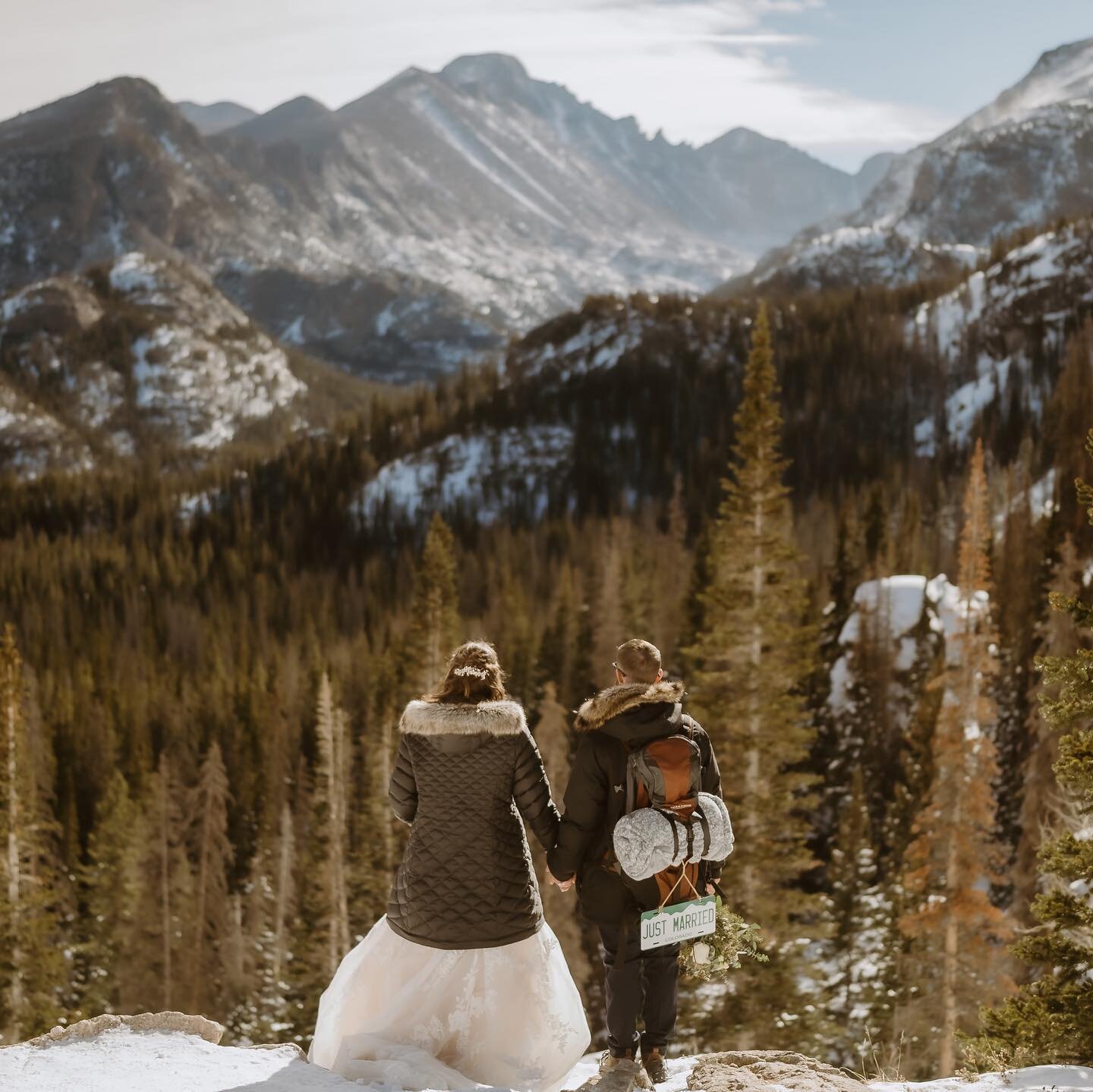 &ldquo;Nothings perfect&rdquo; or whatever they say, but this elopement is about as close as it gets. 

Amanda+ Matthew ❤️ 
 
The two hosted an intimate ceremony in Rocky Mountain National Park before embarking on a winter hike, spikes and all to get