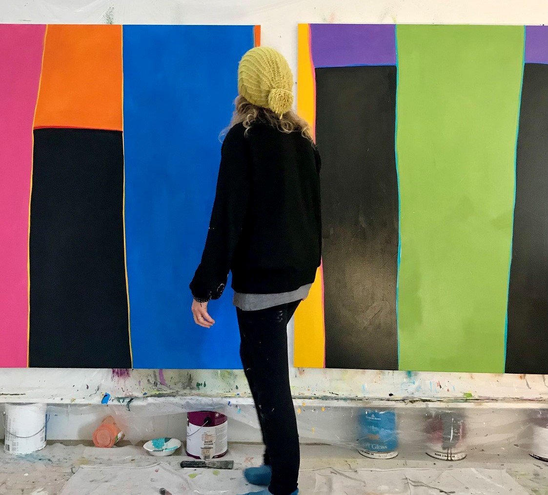 Lisa kellner in the studio painting.jpg