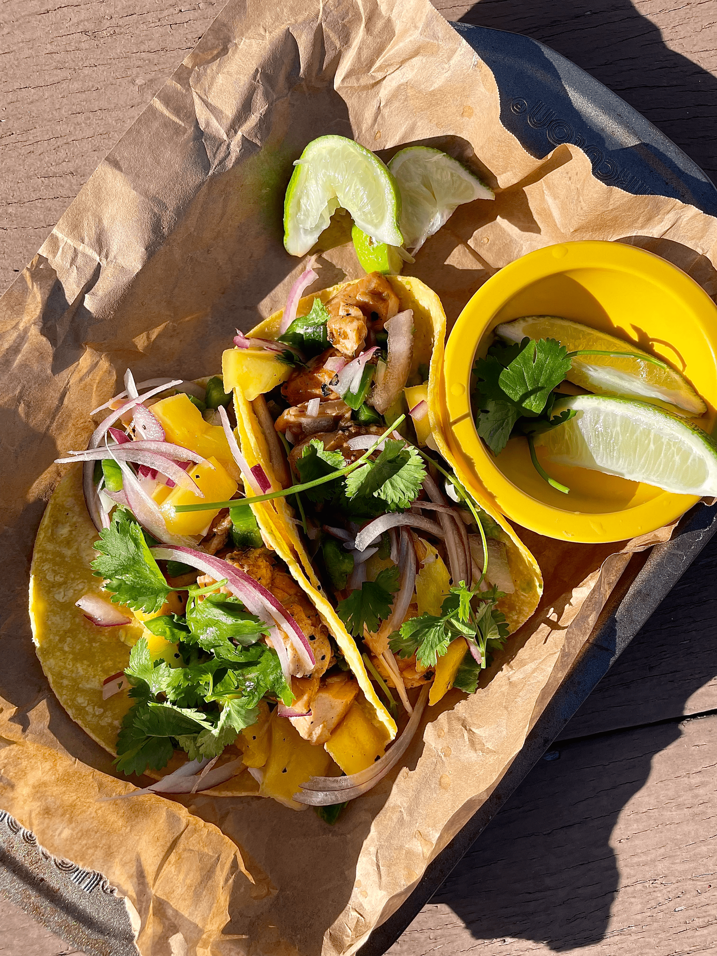 Hawaiian BBQ Salmon Tacos with Mango Salsa