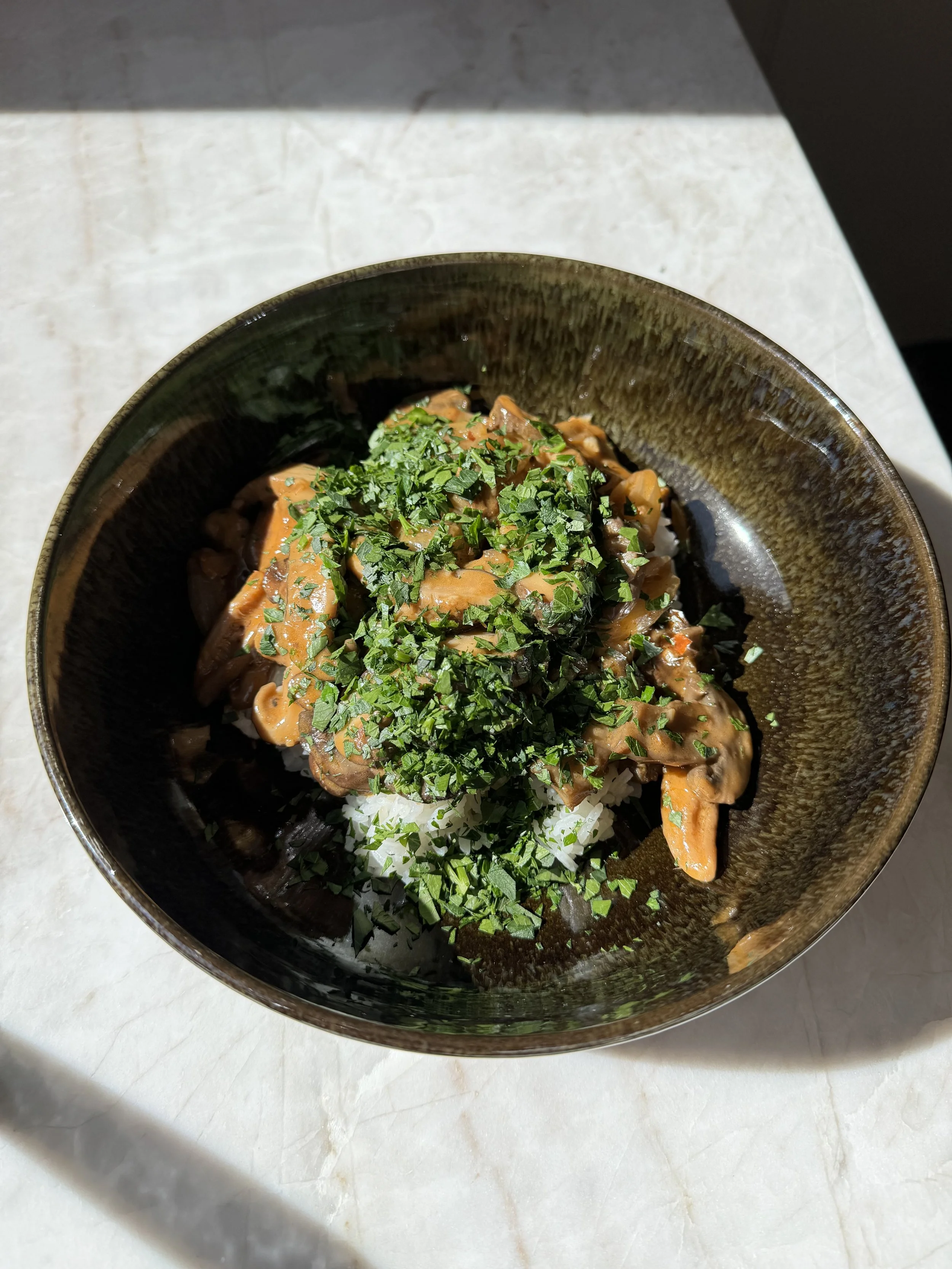 Ghee Butter Wild Mushrooms and Pearl Onions