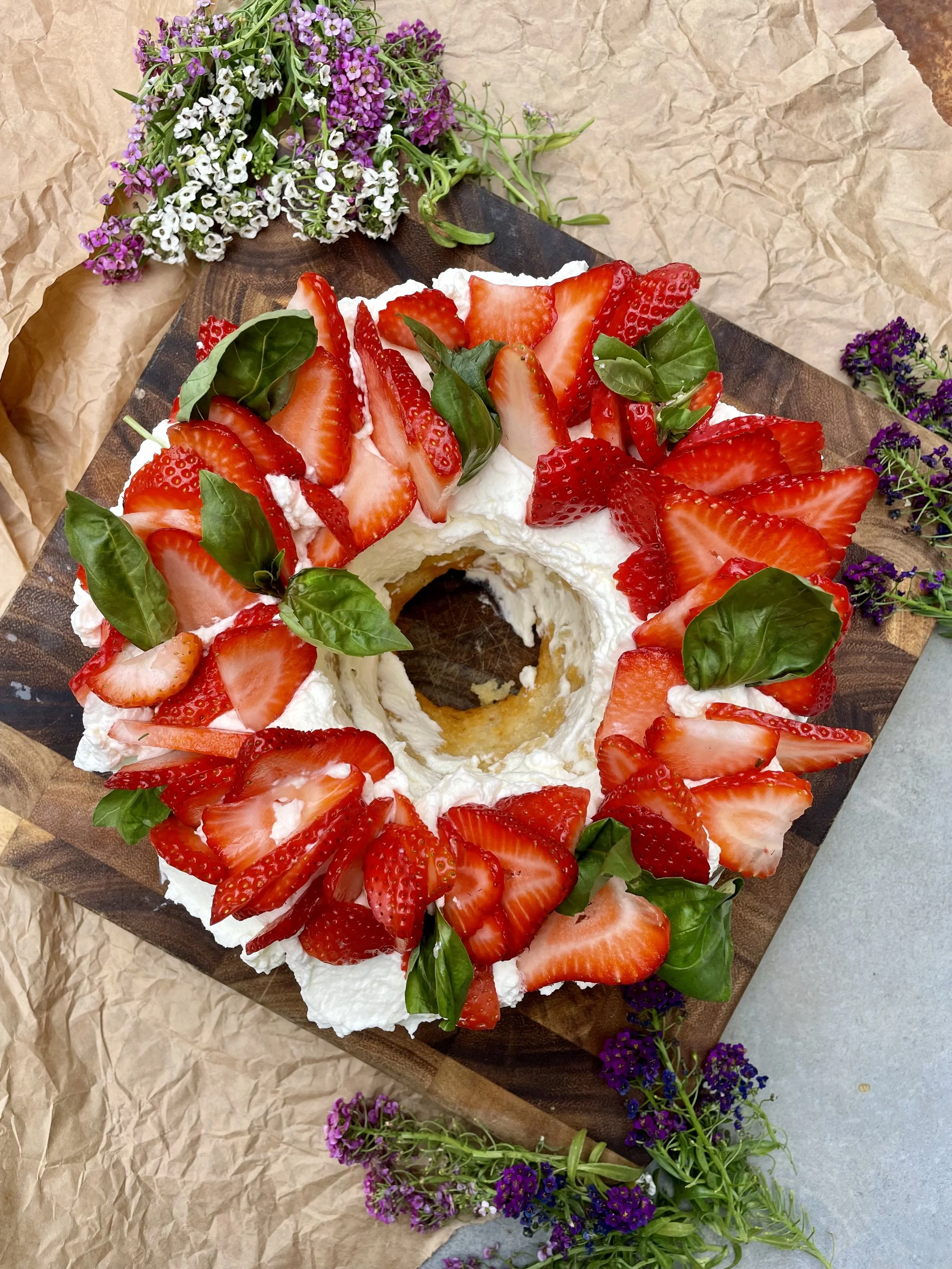 Strawberries &amp; Cream Angel Bundt Cake