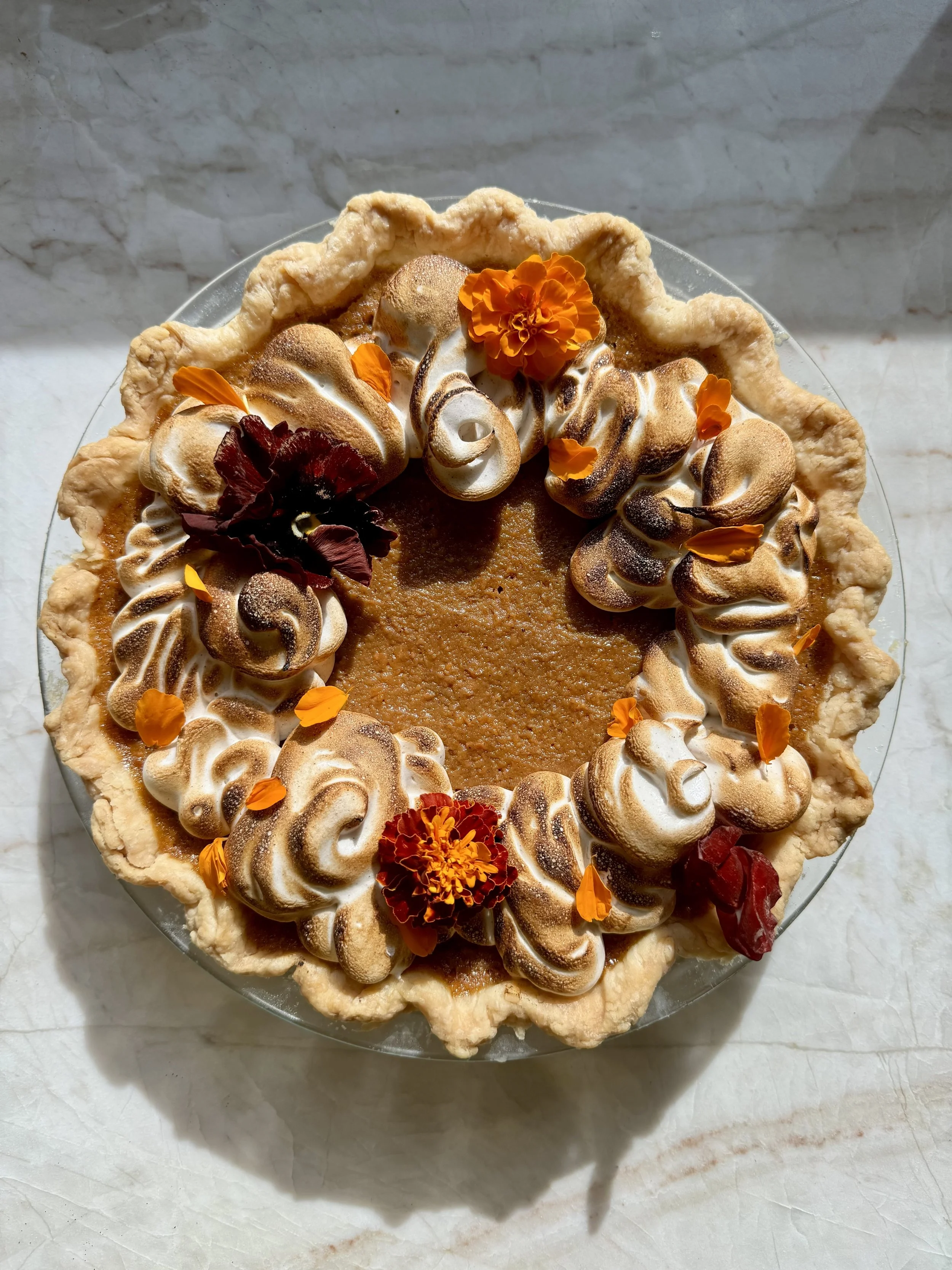 Thanksgiving Series, Episode 5: Maple Bourbon Sweet Potato Pie w/ Spiced Cider Meringue