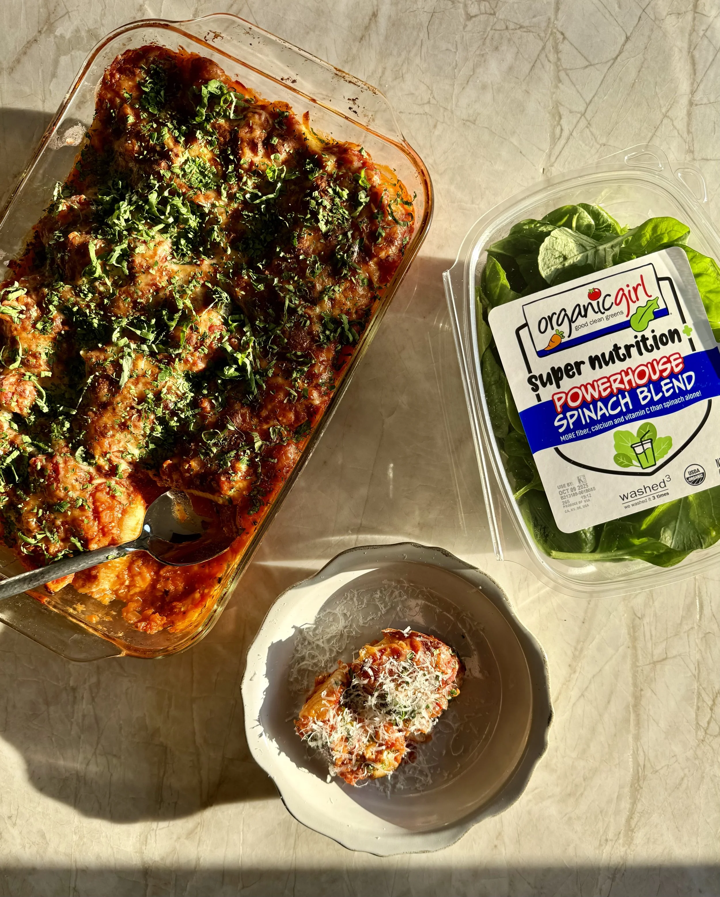 Powerhouse Greens &amp; Ricotta Stuffed Shells with Pumpkin Marinara