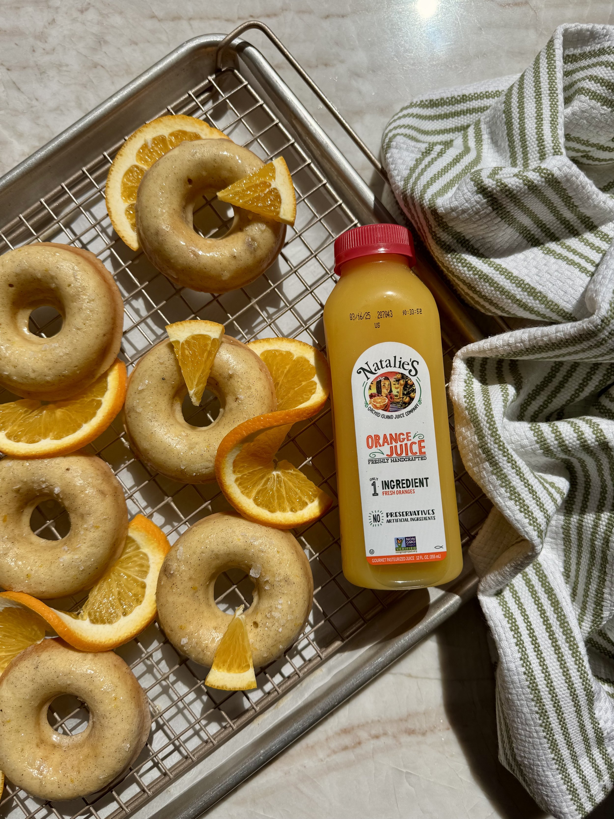 orange cake donuts Natalie's orange juice