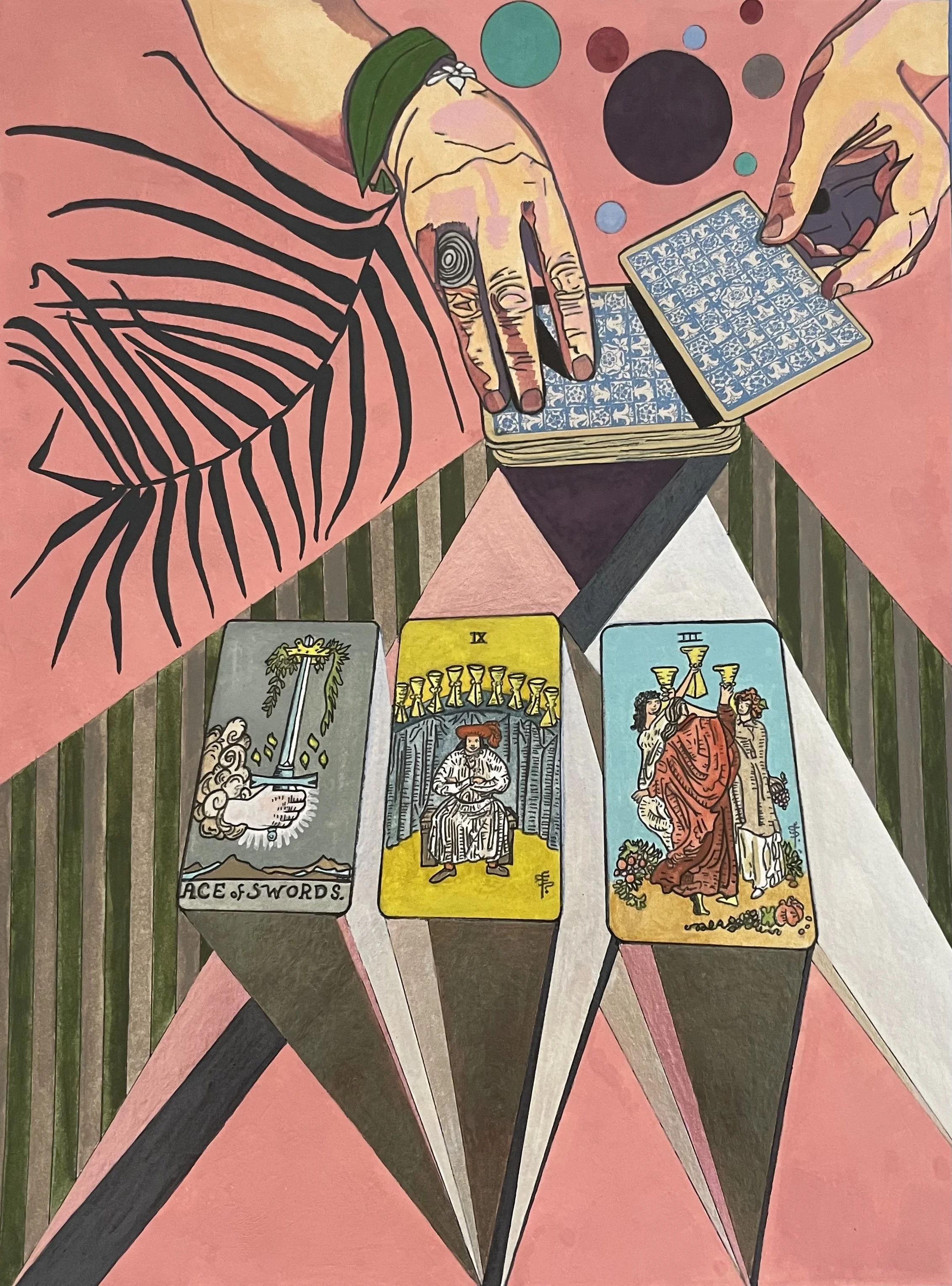 Ace of Swords, Nine of Cups, Three of Cups.