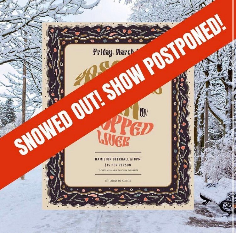 We&rsquo;re sorry to say that due to inclement weather tonight&rsquo;s show in Hamilton has been postponed.

We will perform @collectiveartson on April 29.

Tickets purchased for today&rsquo;s date will be honoured in April. If you prefer a refund pl