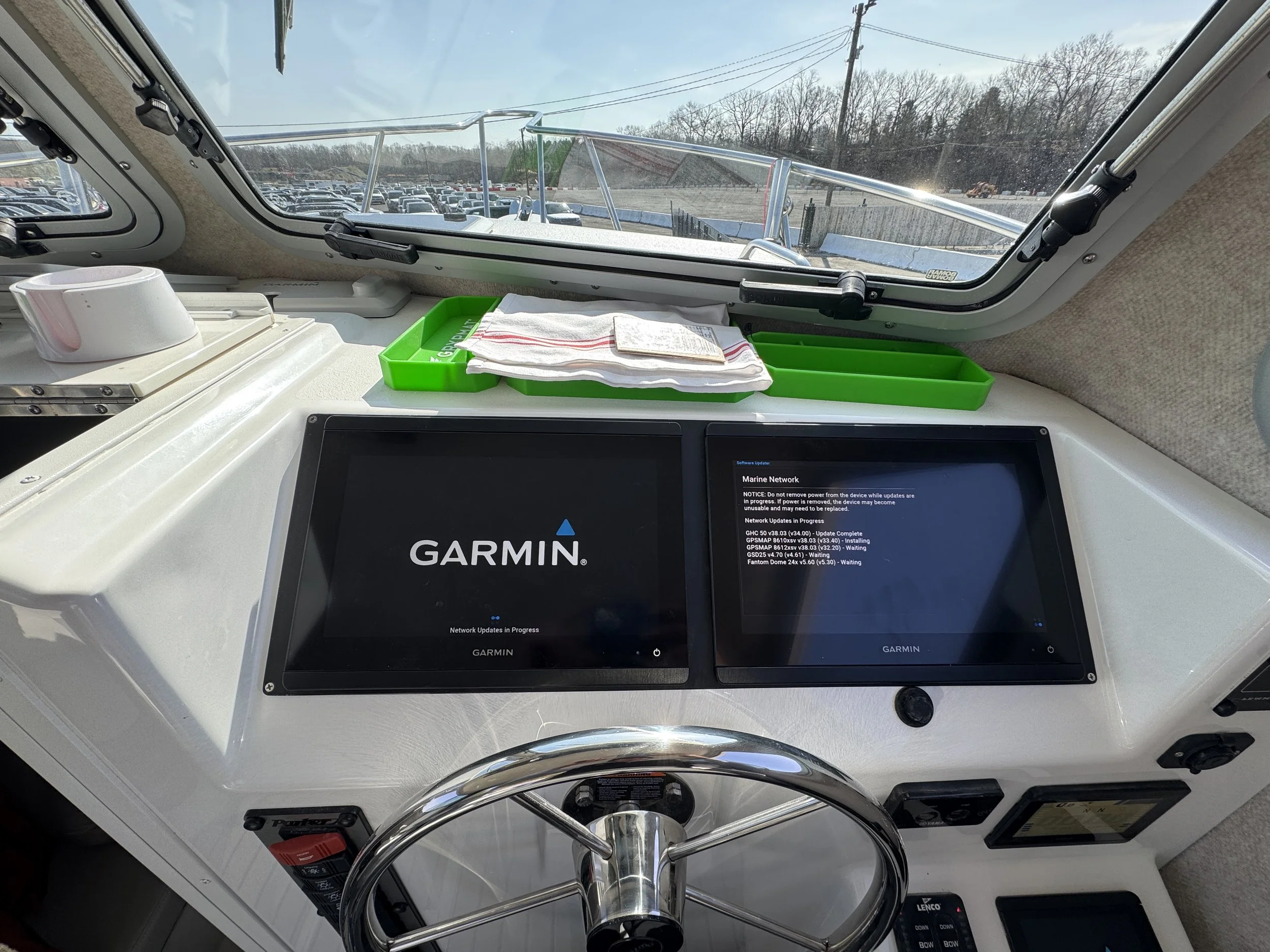 twin garmin displays on a parker with a custom dash adapter
