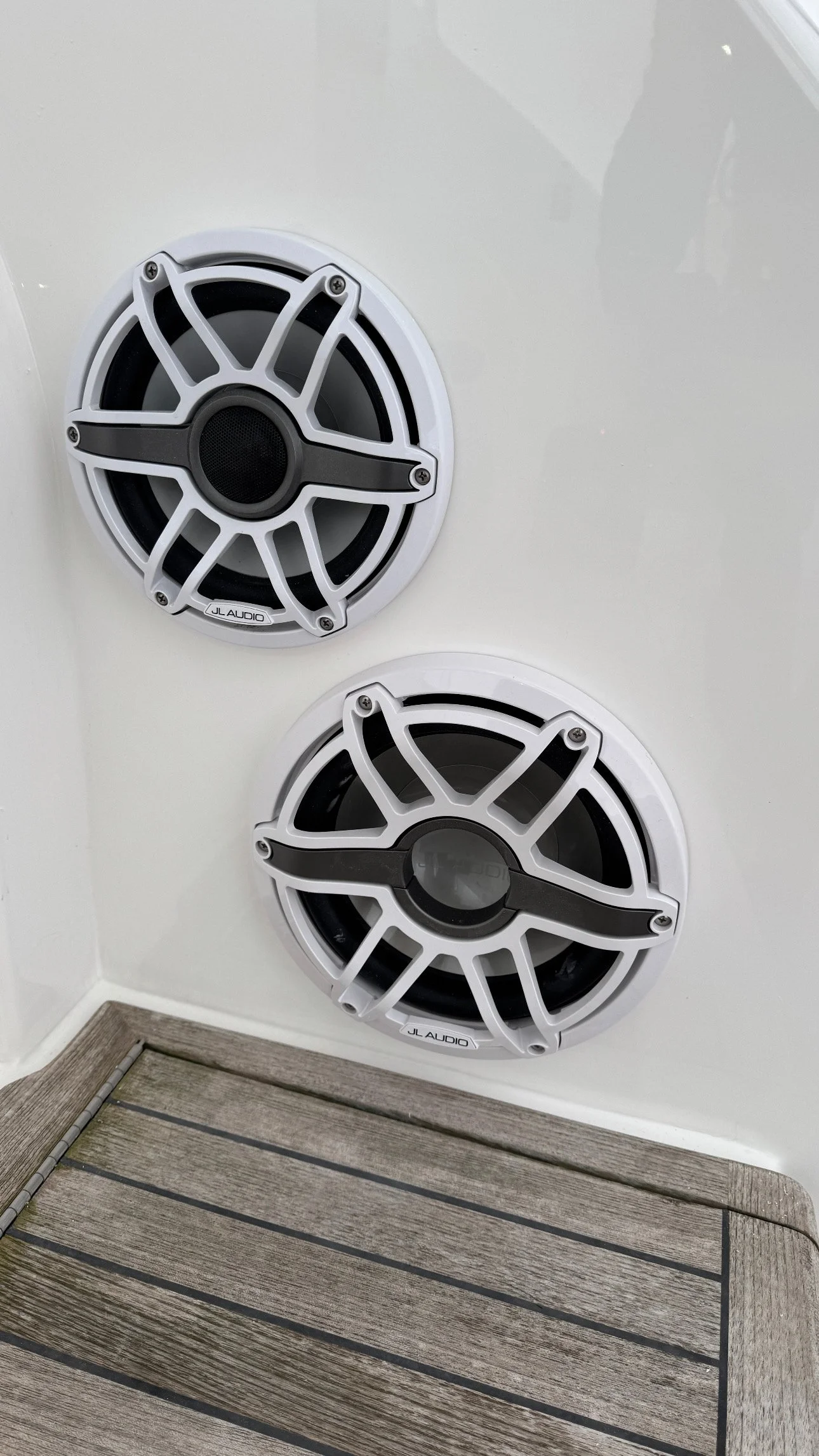 JL audio M6 10' subwoofer and 8.8in speaker installed in a 46 viking express