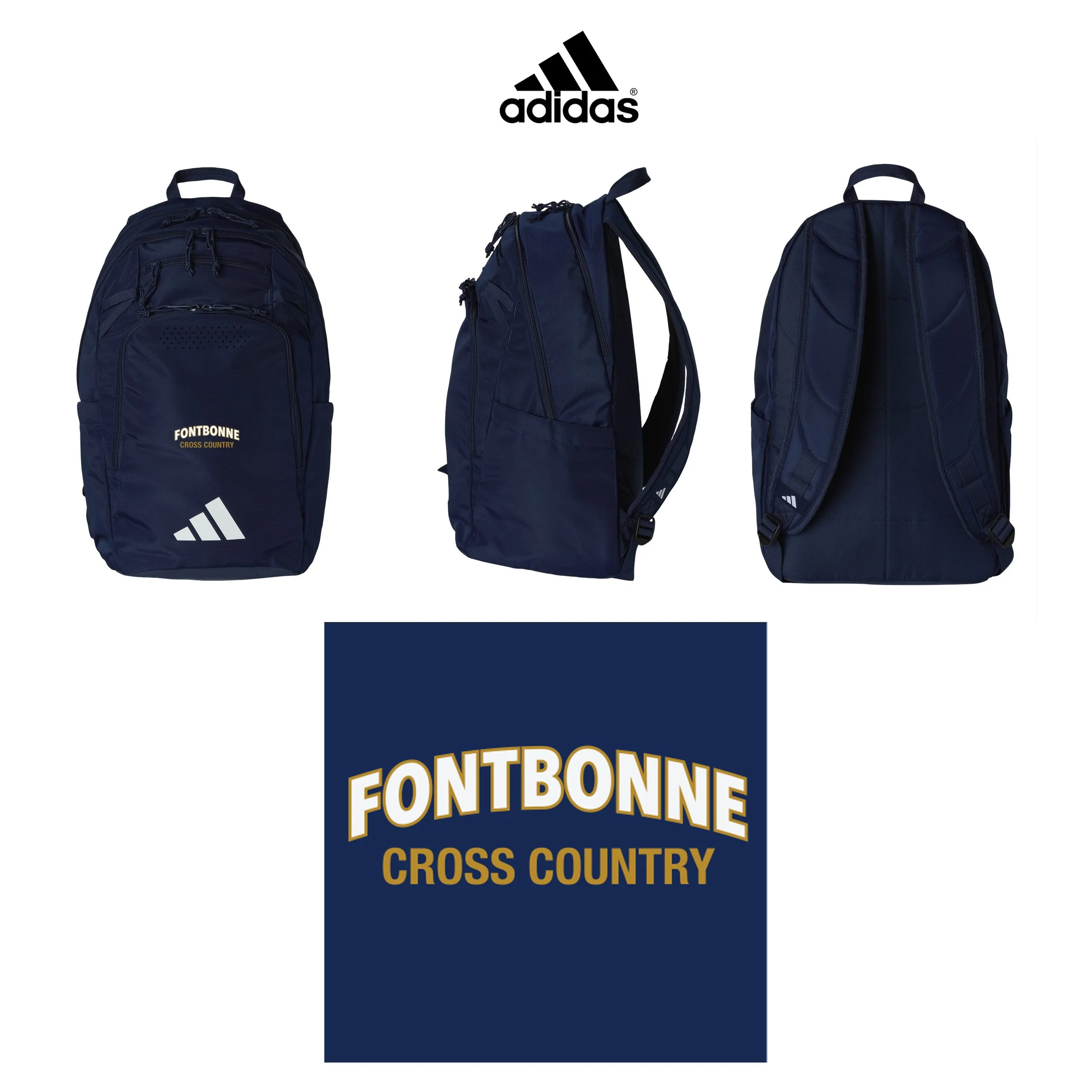 Fontbonne Academy Cross Country Adidas Defender 5 Backpack, In Team Navy Blue, #AB600