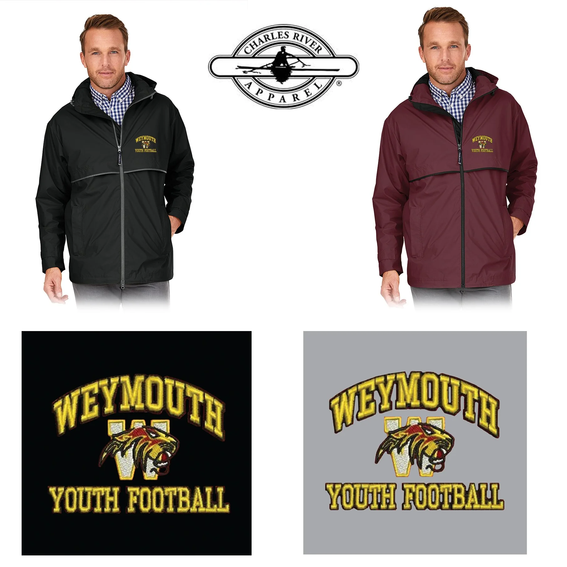 Weymouth Youth Football Charles River Men's New Englander® Rain Jacket, Adult Unisex/Men’s Fit, #9199