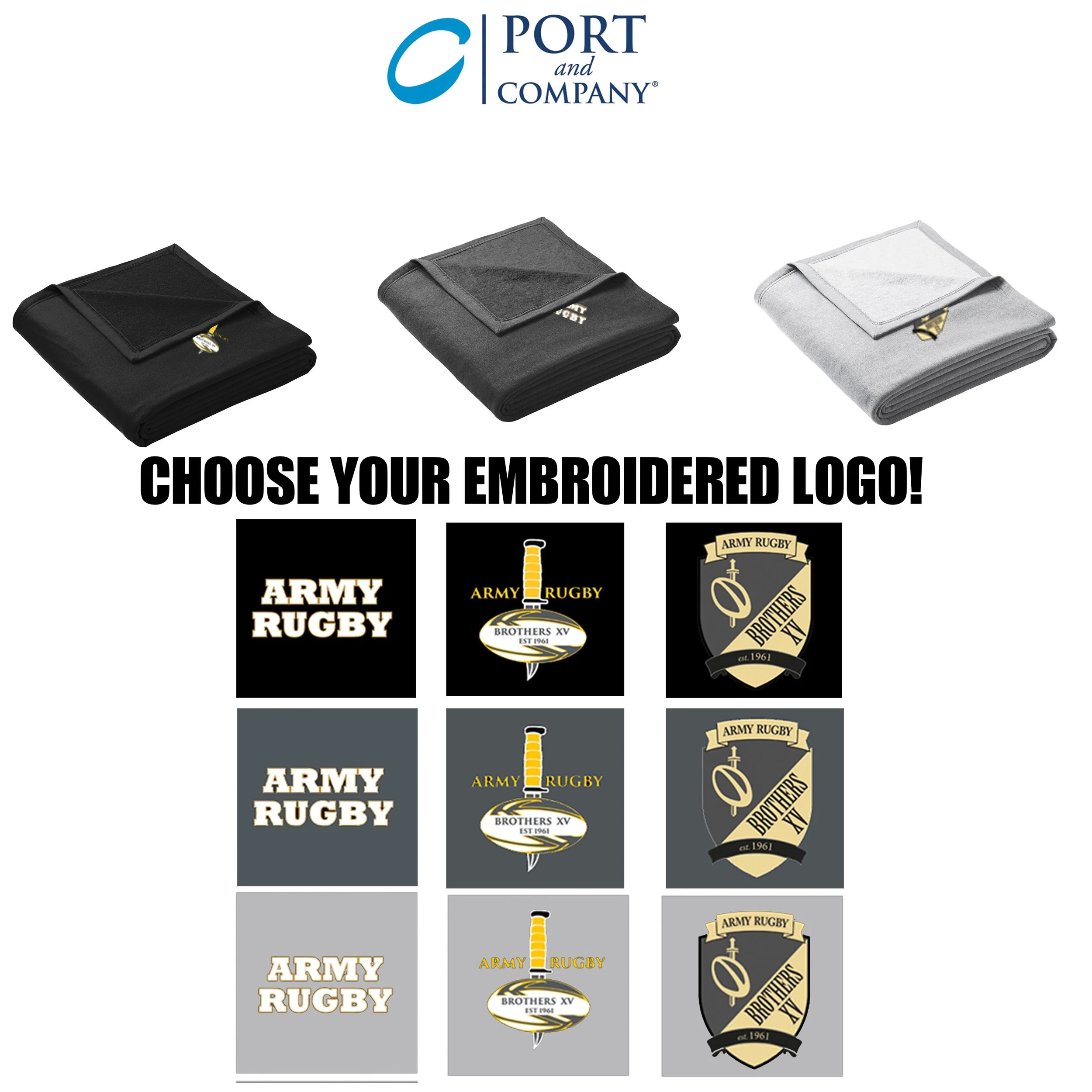 Old Gray Army Rugby Swag Port & Co™ Oversized Core Fleece Sweatshirt Blanket, OVERSIZED, #BP79