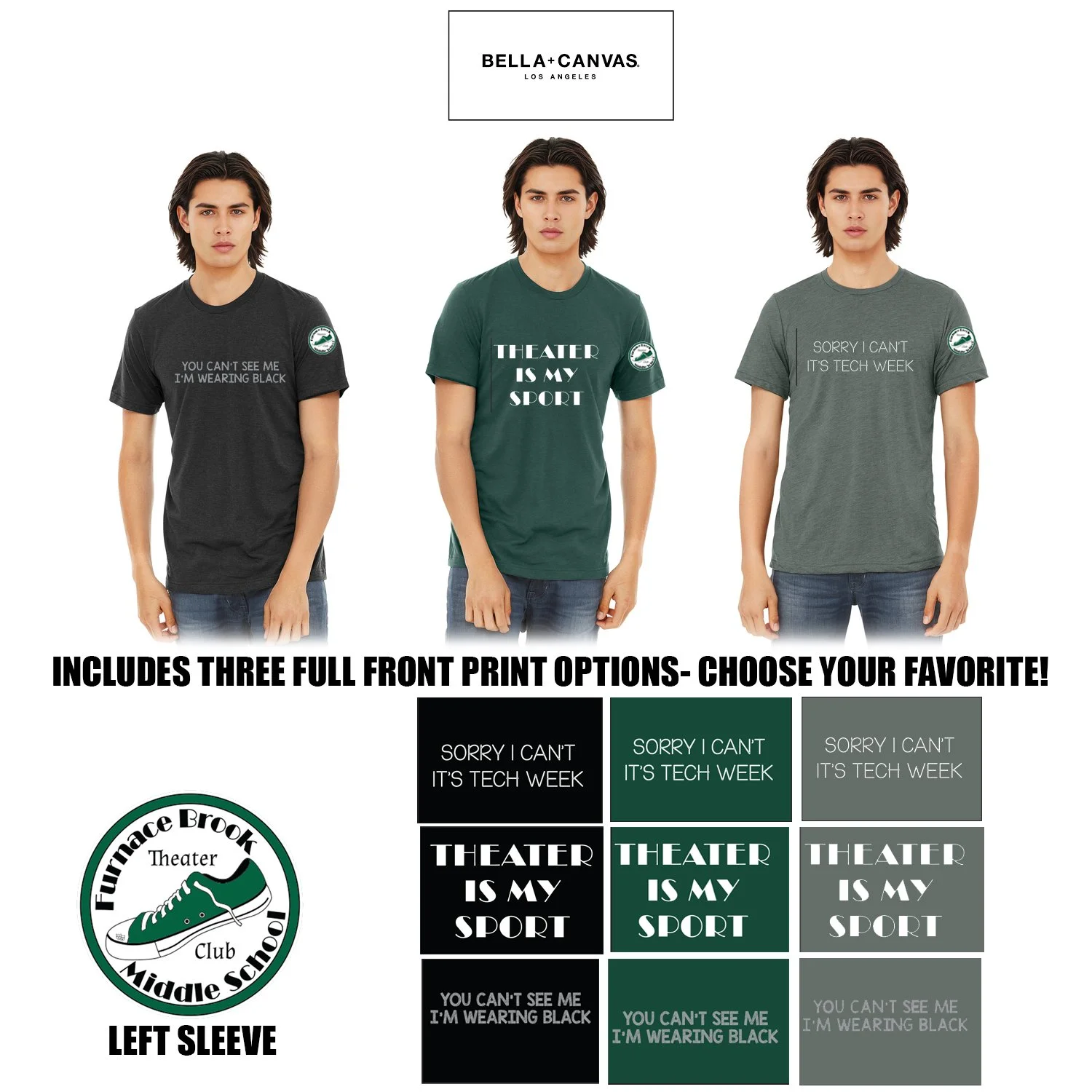 Furnace Brook Middle School Theater Club BELLA+CANVAS® Unisex Triblend Short Sleeve Tee, Adult Unisex/Men’s Fit, #BC3413