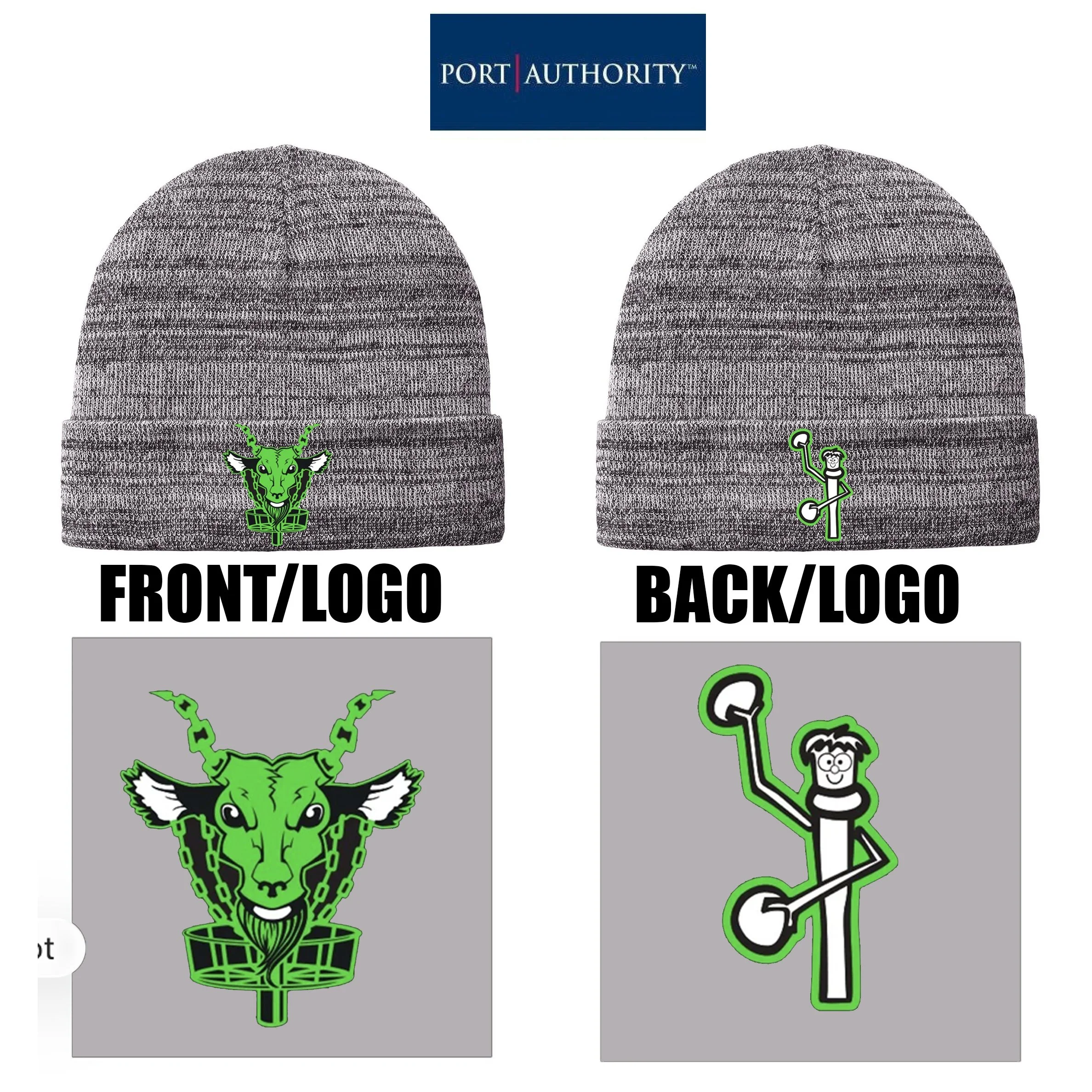 Flat Rock Billy Goats Disc Golf Port Authority® Knit Cuff Beanie, Grey Heather, #C939