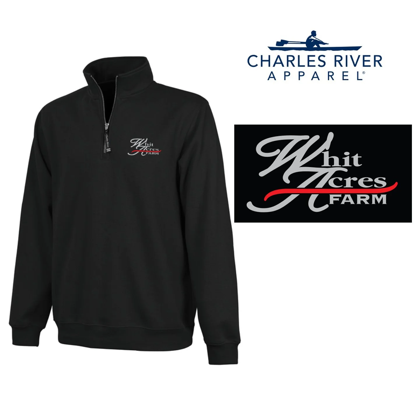 Whit Acres Farm Charles River Youth Crosswind Quarter Zip Sweatshirt, Youth Unisex Fit, #8159